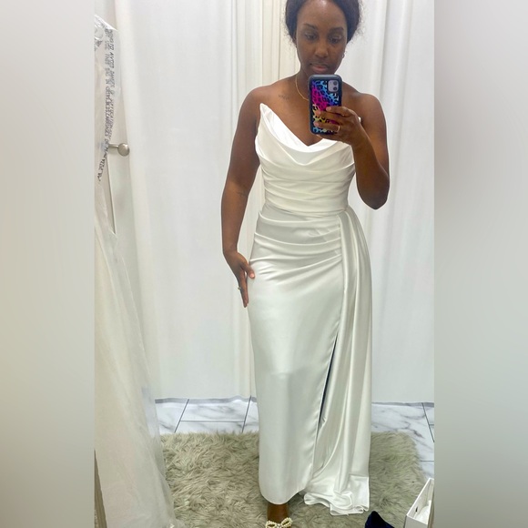 White Satin Wedding Dress - Picture 1 of 2